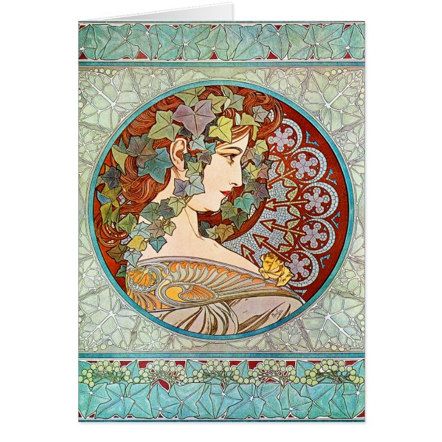 Cartão Alphonse Mucha Ivy (Frente)
