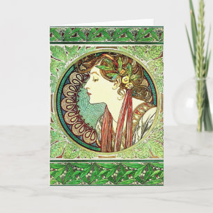 Cartão Alphonse Mucha Laurel Greeting Card
