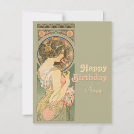 Cartão Alphonse Mucha Primrose CC0638 Aniversário