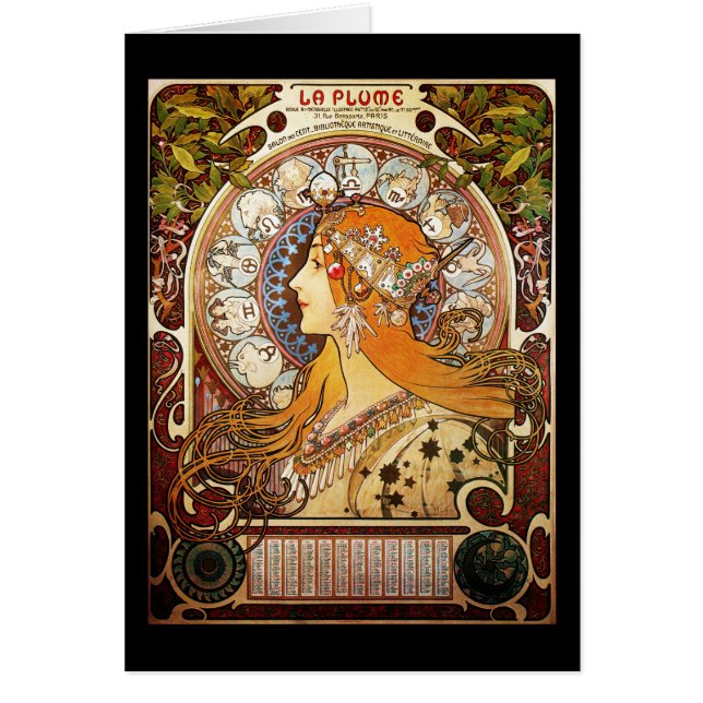Cartão Alphonse Mucha Zodiac (Frente)