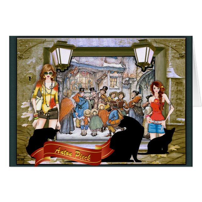 Cartão Alta moda e Anton Pieck (Frente Horizontal)