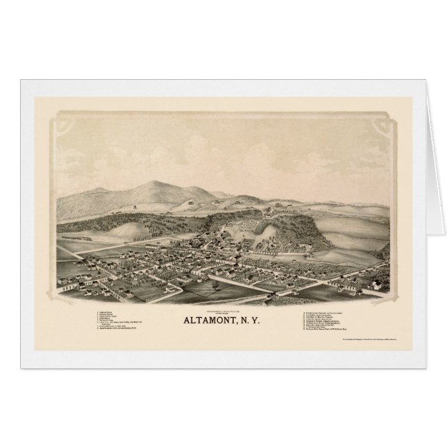 Cartão Altamont, mapa panorâmico de NY - 1889 (Frente Horizontal)