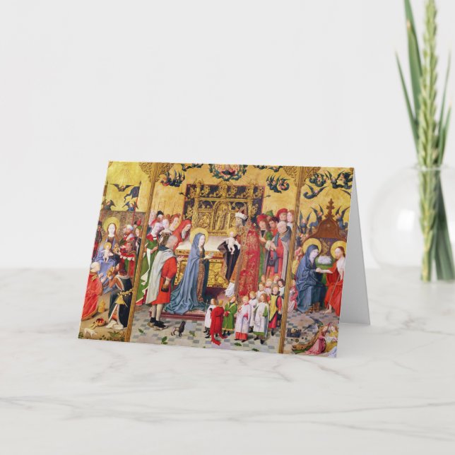 Cartão Altarpiece das sete alegrias do Virgin (Frente)