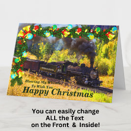 Cartão Alterar Texto Adicionar Nome Comboio a Vapor Feliz