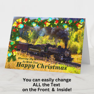 Cartão Alterar Texto Adicionar Nome Comboio a Vapor Feliz