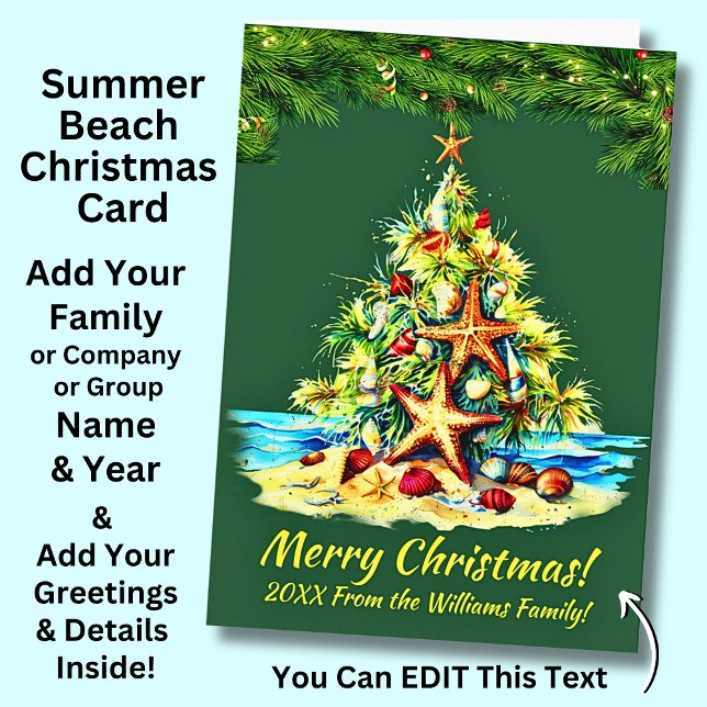 Cartão Alterar texto, conchas de Starfish, árvore de Nata (Criador carregado)