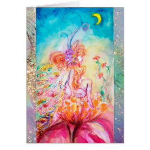 Cartão ALTHEA/Fada Whimsical na Flor Rosa