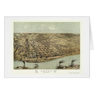Cartão Alton, mapa panorâmico do IL - 1867
