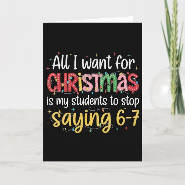 Cartão Alunos Dizendo 6-7 67 Seis Sete Professor Engraçad (Frente)