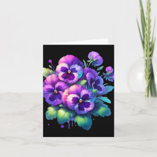 Cartão Alzheimer Pansor Floral Púrpura Demência Alzheimer