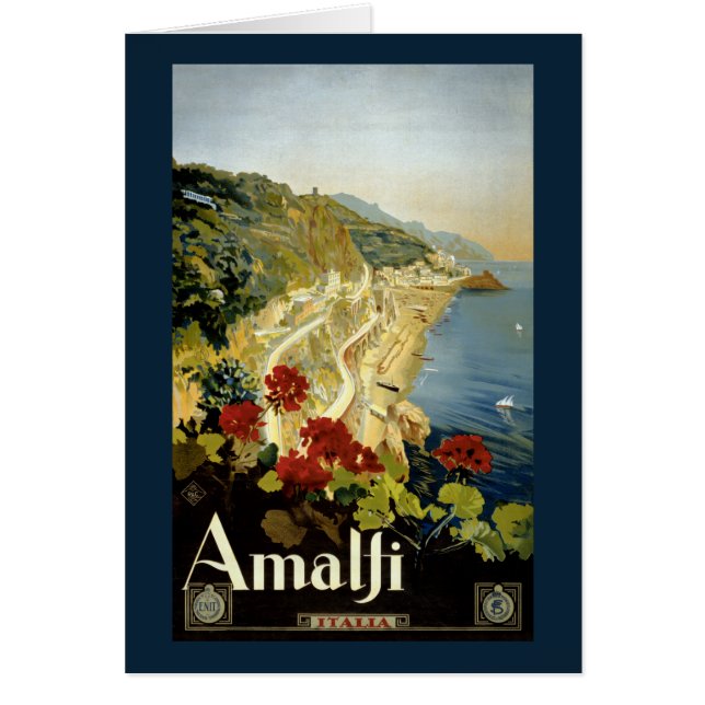 Cartão Amalfi Itália - Poster vintage Restaurado (Frente)