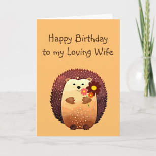 Cartão Amando a Mulher: Aniversário Cute Hedgehog Animal