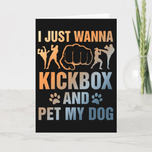 Cartão Amante de cachorro de kickboxing engraçado eu só q