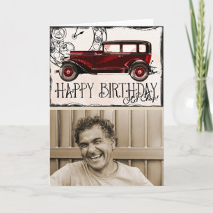 Cartão Amante de Carros Antigos   Feliz Aniversário Velho