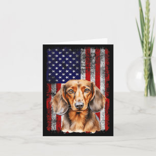 Cartão Amante de Dachshund Bandeira dos EUA 4 de Julho Pa