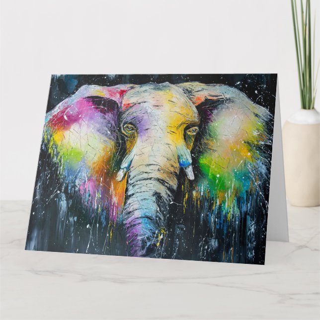 Cartão Amante de Elefante O Elefante Aquarela (Frente)
