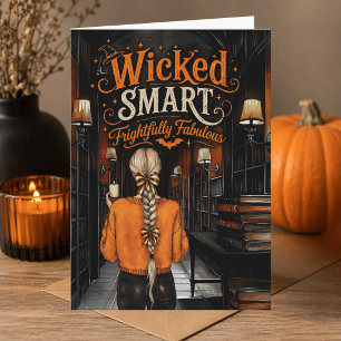 Cartão Amante de Livros Halloween Malignamente Inteligent