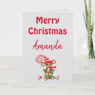 Cartão Amante de os animais Safari Monkey Silver Natal