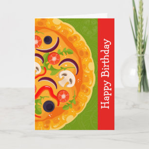 Cartão Amante de pizza fofa aniversário comida colorida