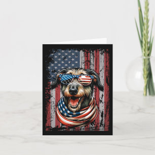 Cartão Amante do cão Wolfhound bandeira dos EUA 4 de julh