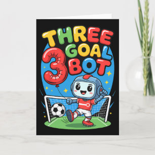 Cartão Amante do Futebol de Robô de Três Gols Aniversário