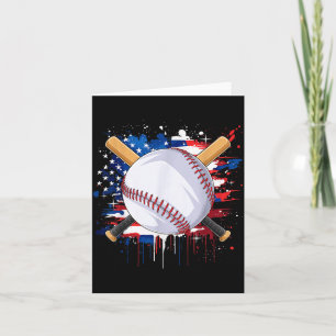 Cartão Amantes de Beisebol Bandeira Americana Dia da Inde