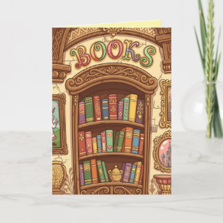 Cartão Amantes de Livros Estante de Livros de Desenhos An