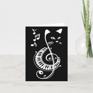Cartão Amantes de Música e Animais Gato Musical Clave de