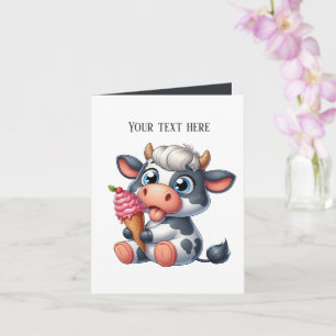 Cartão Amantes de vacas sorvetes engraçadas, personalizáv
