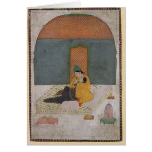 Cartão Amantes em um terraço, Garhwal, c.1780-1800