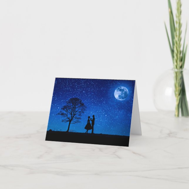 Cartão Amantes sob uma lua cheia (Frente)