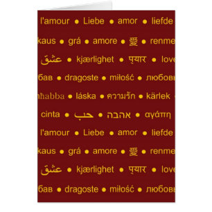 Cartão Amar palavras internacionais
