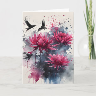 Cartão Amaranto - Flores de aquarela