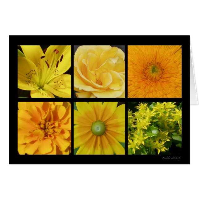 Cartão amarelo da flor (Frente Horizontal)