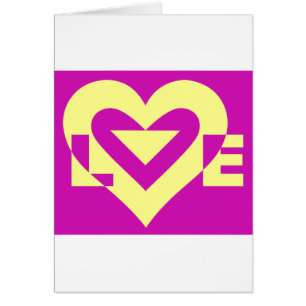 Cartão Amarelo de amor em roxo