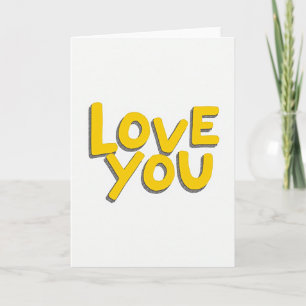 Cartão Amarelo de Amor Romântico