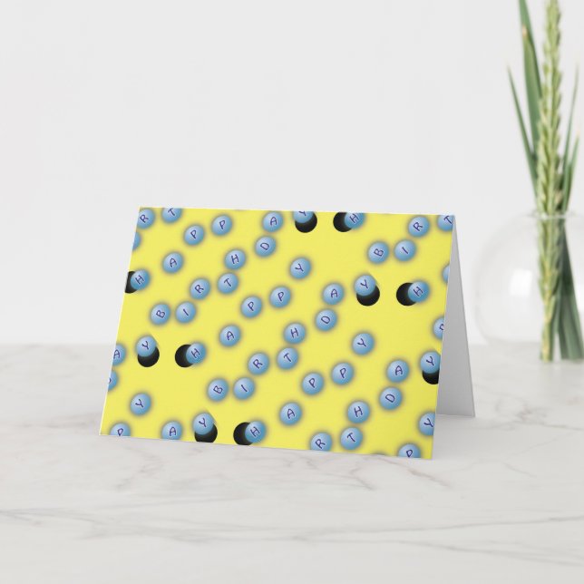 Cartão Amarelo do design de Pong do sibilo do feliz (Frente)