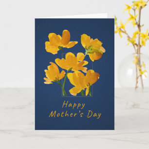 Cartão Amarelo Vibrante Floral Dia das Mães
