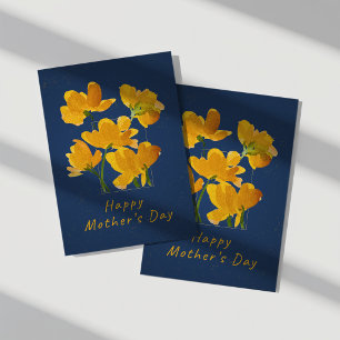 Cartão Amarelo Vibrante Floral Dia das Mães