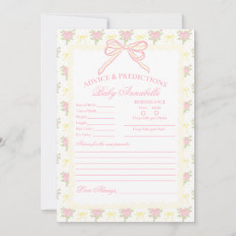 Cartão Amarelo Vintage Chique com Flores para Bebê