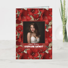 Cartão Amaryllis Jardim Vermelho Milestone Aniversário Bo