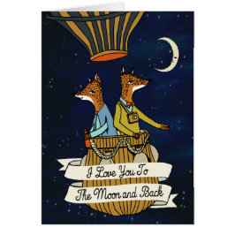 Cartão Ame-o à lua e à parte traseira - casal bonito do