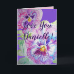 Cartão Ame Você Wifes Nome Purple Pansy Watercolor Card<br><div class="desc">Ame vocês,  senhoras/mulheres/esposas,  o nome Cartão de Água ou Cartões de agradecimentos Pansy Pansy. Projetado a partir de uma das minhas fotografias originais do jardim do meu jardim,  aproveite!</div>