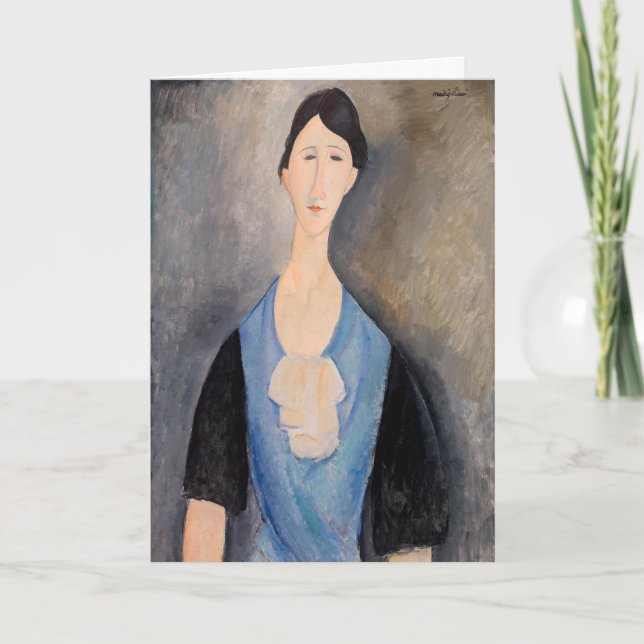 Cartão Amedeo Modigliani - Jovem Mulher de Azul (Frente)