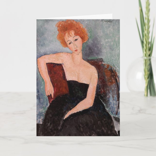 Cartão Amedeo Modigliani - Vestido da Noite Ruiva (Frente)