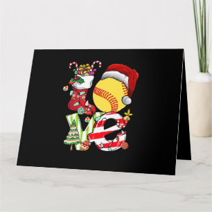 Cartão Amei Softbol Natal Chapéu de Papai Noel Adolescent