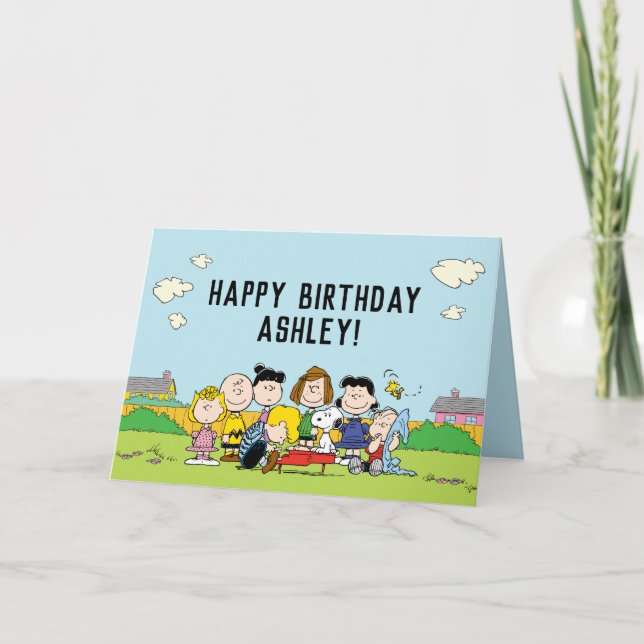 Cartão Amendoins | Charlie Brown e Gang Birthday (Frente)