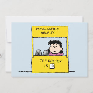 Cartão Amendoins Lucy & o Doutor Está Aqui
