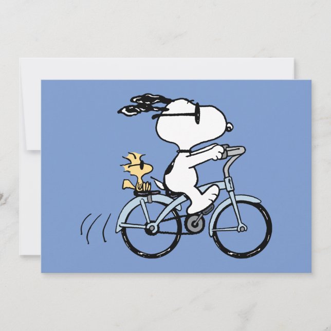 Cartão Amendoins | Snoopy & Woodstock Bicicleta (Frente)