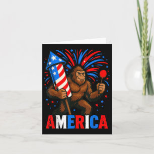 Cartão América Bigfoot Eua Firework Patriotic Sasquatch 4
